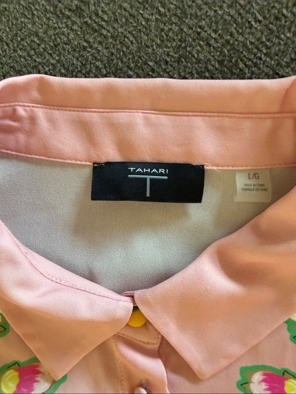 Tahari Light Peach Floral Button-Front Top - Picture 2 of 3